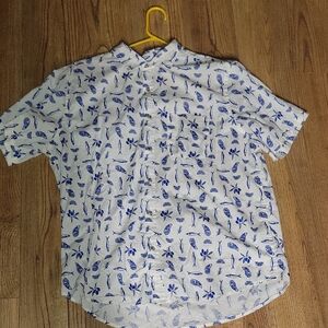 Mens Old Navy White Shirt with Blue  Pattern